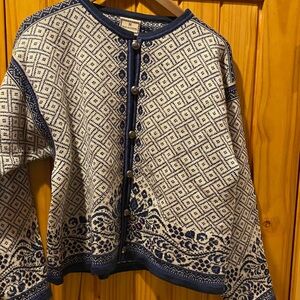 Dale of Norway Navy & White Nordic Wool Cardigan